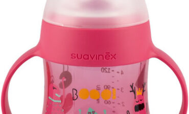 4M Suavinex SUAVINEX Pierwsza butelka z uchwytami Booo Ustnik niekapek 150 ml różowa