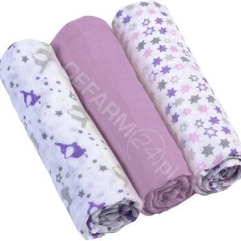 BabyOno Pieluszki mulinowe z kolorem liliowym 3 szt