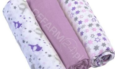 BabyOno Pieluszki mulinowe z kolorem liliowym 3 szt