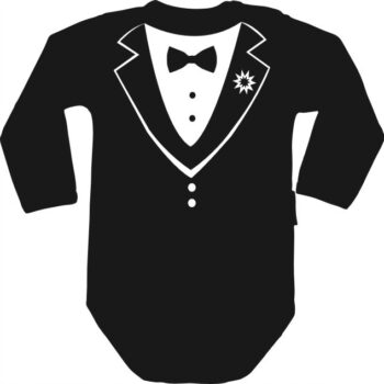 Body dziecięce, smoking, czarne, 12m, 100% bawełna, nadruk metodą Flex