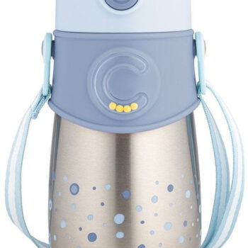 Canpol babies butelka termiczna z silikonową słomką 300 ml niebieska