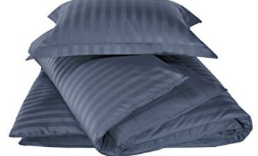 De Witte Lietaer Pościel de Witte lietaer zygo Indigo poszewka na kołdrę + 1 poszewka na poduszkę z kierownicy czesana bawełna Niebieski granatowy 140 x 220 cm Parure Zygo Indigo/Bleu foncé 140