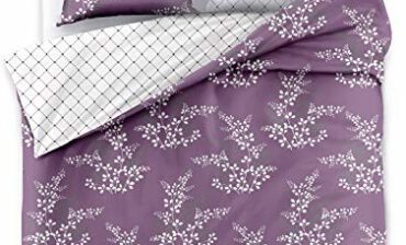 DecoKing Premium Pranie pościeli z zamkiem 1 poszewka na poduszkę 80 X 80 Fioletowy wzór kwiatowy Kwiaty fioletowe poszwy na kołdrę komplety pościeli z mikrofibry Violet Lilac śliwka Plum Biały White hypnosis calluna,