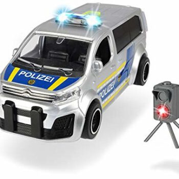 Dickie Toys 203713010 Citroen Space Tourer, samochód policyjny, radary, kontrola radaru, zabawka do kontroli policji, autobus policyjny, 1:32, srebrny/niebieski