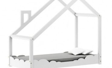 Elior Drewniane łóżko dziecięce domek Lumo 5X - Białe