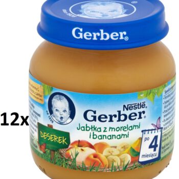 Gerber Deserek Jabłka z morelami i bananami po 4 miesiącu 12x125 g