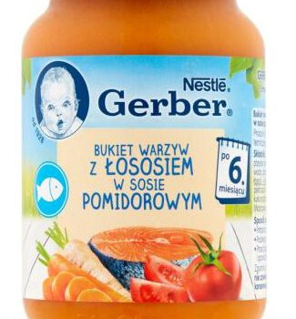 Gerber NESTLE POLSKA S.A. Nestlé Bukiet warzyw z łososiem w sosie pomidorowym po 6 miesiącu 190g 3612961