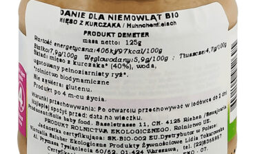 Holle Danie BIO dla niemowląt - mięso z kurczaka - bez glutenu, soli, mleka, drożdży i jaj po 5 miesiącu