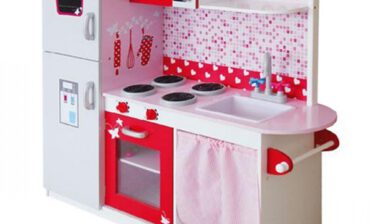 Lean Toys Kuchnia drewniana Jola Lodówka + mikrofalówka