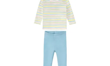 LUPILU LUPILU Komplet niemowlęcy z bawełną (bluzka + spodnie) (62/68, Paski/jasnoniebieski) 4055334288019