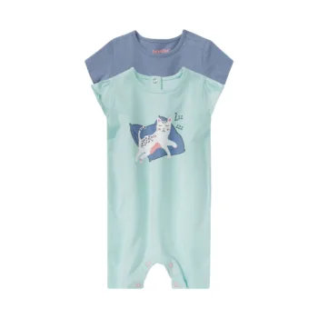 LUPILU® Rampersy, piżama niemowlęca z bawełny organicznej, 2 sztuki (62, Jasnoniebieski/niebieski)