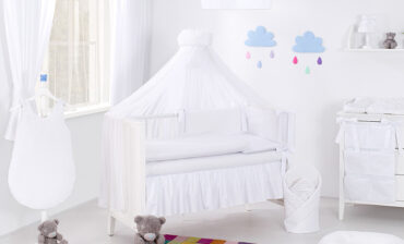 Mamo-Tato pościel dwustronna rozbieralna minky 5-el Biała do łóżeczka 60x120cm - moskitiera