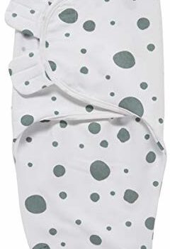 Meyco Meyco 301018 SwaddleMeyco Ściereczka do plecaka, S/M (0-3 miesiące) DOTS Stone Green-Weiss