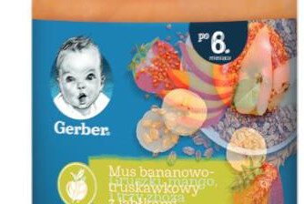 Nestlé Gerber Mus bananowo-truskawkowy z jabłkami po 6 miesiącu 190 g 1148538