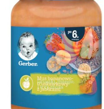 Nestlé Gerber Mus bananowo-truskawkowy z jabłkami po 6 miesiącu 190 g 1148538