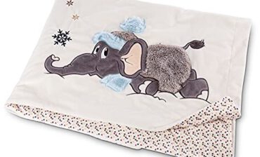Nici 47296 Kocyk słoń 140 x 175cm - Przytulanka dla niemowląt i dzieci - Miękkie, pluszowe zimowe koce - Ciepłe narzuty dla dziewczynek i chłopców - Zimowa, puszysta narzuta na sofę 47296