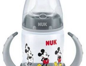 NUK Butelka niekapek Disney Miki ze wskaźnikiem temperatury 743944B 6-18m szara, 150ml >> WYSYŁKA W 24H