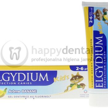 Pierre Fabre ELGYDIUM Kids 50ml - bananowa pasta do zębów mlecznych z fluorem dla dzieci w wieku 2-6 lat (żółta) - NOWOŚĆ!