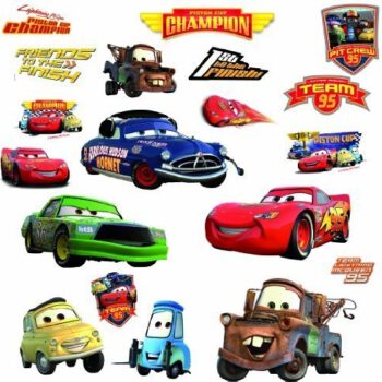 RoomMates rmk1520scs RM  Disney Cars Piston Cup Champions tatuaż na ścianę, PCW, kolorowy, 29 x 13 x 2.5 cm YO-285