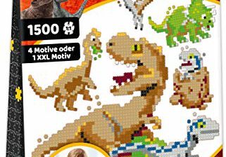 Schmidt Spiele Spiele 46132 Jixelz, Jurassic World, 1500 części, 5 motywów, zestawy do majsterkowania dla dzieci, puzzle dziecięce, kolorowe 46132