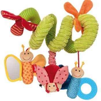 SIGIKID 42249 zabawka aktywna dla niemowląt spirala motyl do mocowania na foteliku dziecięcym, na kratce lub wózku dziecięcym, wielokolorowa