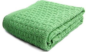 Sonnenstrick SonnenStrick 3009002 kocyk dziecięcy/kocyk do przytulania/kocyk do dziergania ze 100% bawełny ekologicznej kba Made in Germany, 100 x 90 cm zielony