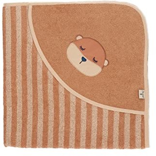 Sterntaler Ręcznik kąpielowy dla niemowląt, GOTS Otti - ponczo kąpielowe dla niemowląt, ręcznik z kapturem, ręcznik kąpielowy dla dzieci w paski z motywem - bio - brązowy 7102279
