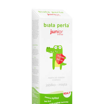 VITAPRODUKT Biała Perła Junior pasta do zębów o smaku jabko-mięta dla dzieci 6-12 50 ml 7067298