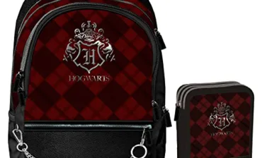 Wizarding World Plecak dziecięcy unisex + piórnik Harry Potter, czarny/bordowy, rozmiar uniwersalny, czarny / bordowy, jeden rozmiar