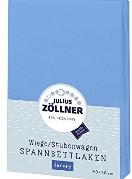 Zollner Julius 8330013300 Jersey prześcieradło z gumką do kołyski 90 x 40 i wózków wiklinowych, kolor: niebieski
