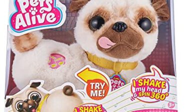Zuru Pets Alive 9521 - Poppy the Booty Shakin Pug, pluszowy piesek, porusza głową i tyłkiem, kręci się w kółko, gra 3 słodkie piosenki 9521