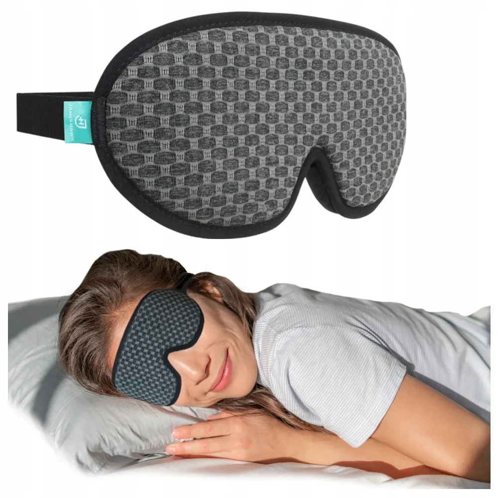 3D PREMIUM MASKA DO SPANIA OPASKA DO SNU NA OCZY 100% ZACIEMNIENIA poliester uniseks