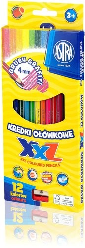 ASTRA Kredki Astra Ołówkowe Hexagonalne 12 Kolorów Grafit 4Mm
