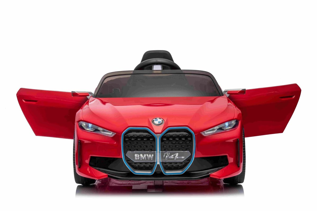Autko BMW I4 na akumulator dla dzieci Czerwony + Wolny Start + EVA + Ekoskóra + Audio LED + Pilot
