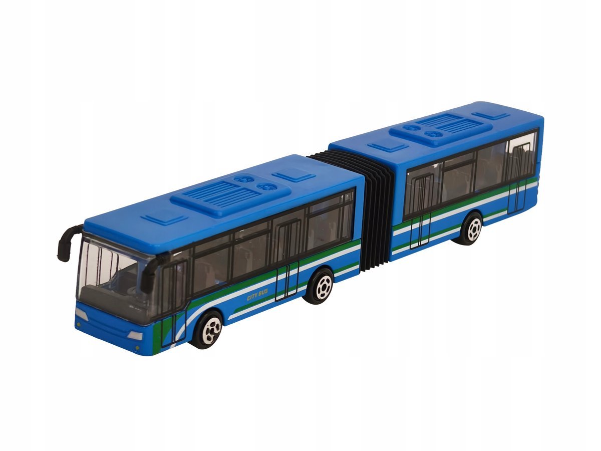 Autobus Miejski Duży Niebieski Metalowy Przegubowy 23 Cm Zabawka Dla Dzieci