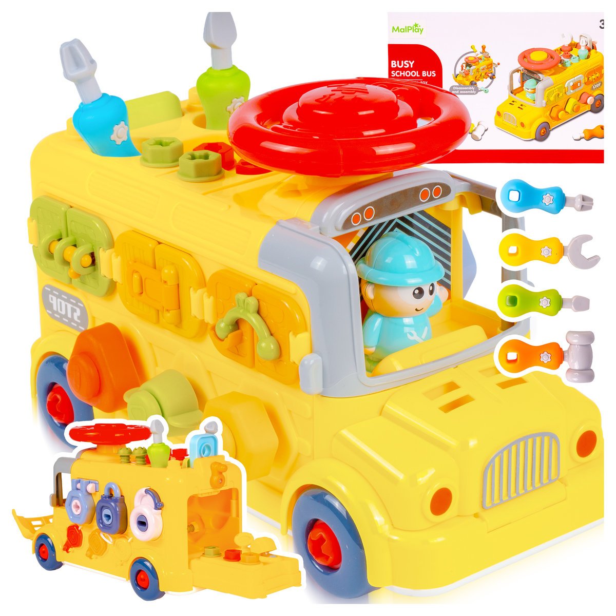 Autobus Sorter Sensoryczny Kostka Manipulacyjna Edukacyjna Bus Montessori