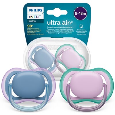 AVENT Smoczek Ultra Air 6-18m granat/fiolet SCF085/34, 2 sztuki
