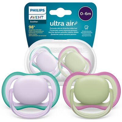 AVENT Ultra Air Smoczek uspokajający ortodontyczny 0-6m SCF085/24, 2szt.