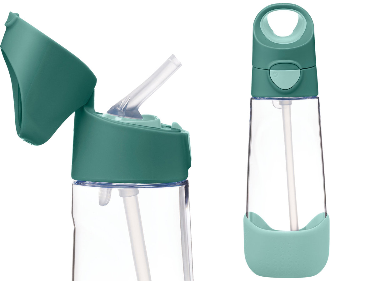 B.BOX Bidon dla DZIECKA Tritanowa BUTELKA na wodę ze SŁOMKĄ 600 ml EMERALD FOREST
