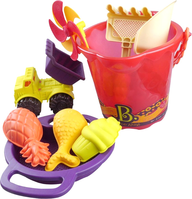 B.Toys wiaderko z akcesoriami do piasku Sands Ahoy! (Czerwony)