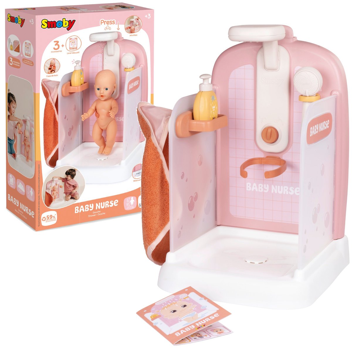 Baby Nurse Zestaw do kąpieli dla Lalek do max 40 cm dla Małych Opiekunek prysznic z akcesoriami