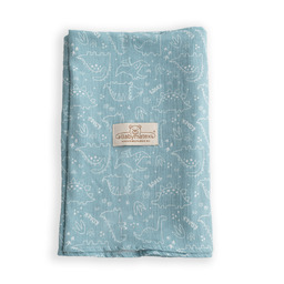 BabyMatex Kocyk dziecięcy 80x120 Muslin Design otulacz niebieski dinozaury