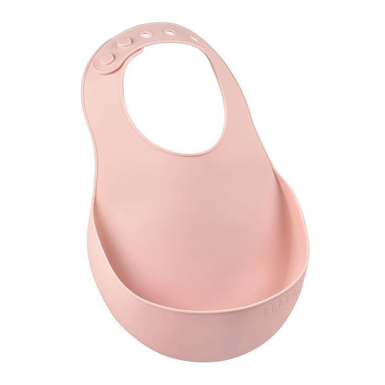 Beaba Śliniak Silikonowy z Kieszonką Vintage Pink
