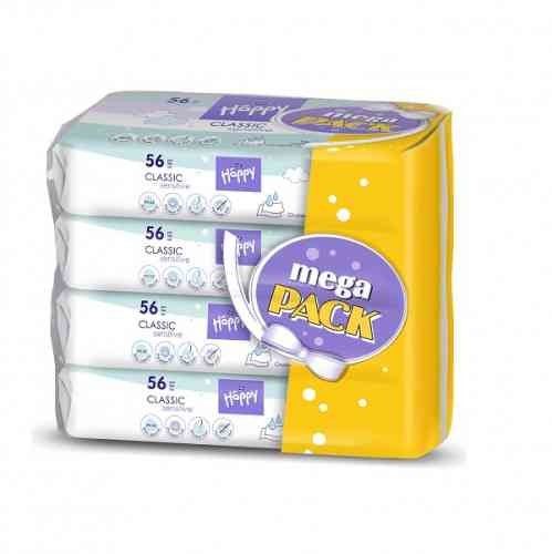 Bella Bella Baby Happy Chusteczki nawilżane Classic Sensitive do skóry wrażliwej 4x56szt