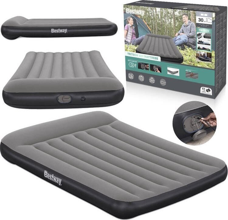 Bestway 2os Dmuchany Materac Tritech Wbudowana pompka USB 191x137cm 671BR