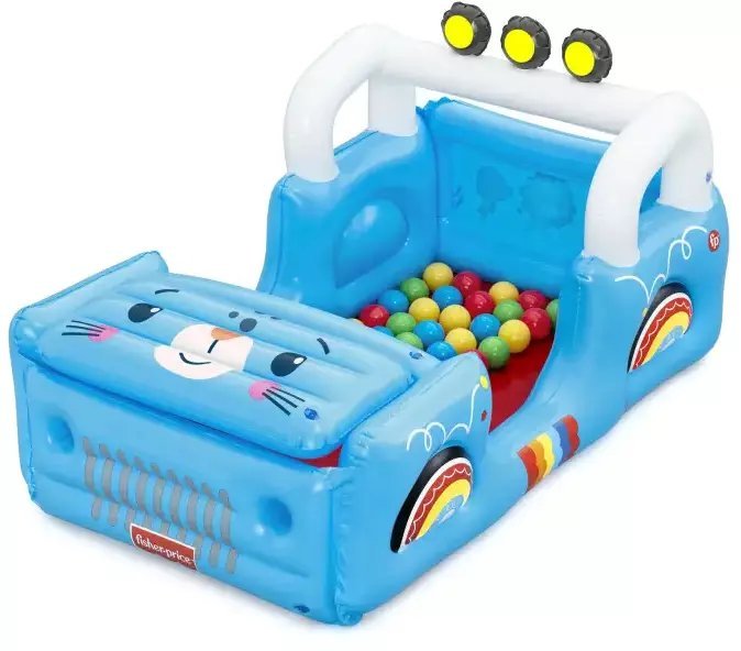 Bestway 93577 Fisher-Price Dmuchany Samochód z piłkami 1.17m x 76cm x 61cm