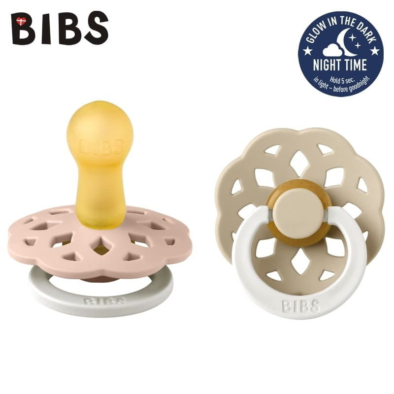 BIBS BBTB BOHEME BLUSH GLOW & VANILLA GLOW M 6-18m Smoczek uspokajający kauczukowy Hevea, 2 sztuki