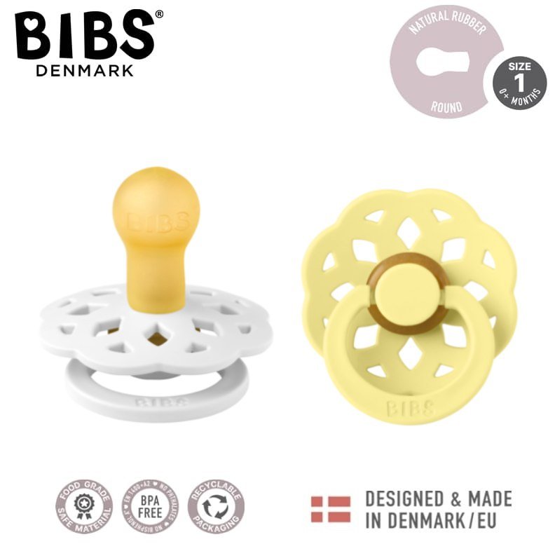 BIBS BOHEME 2-PACK WHITE & SUNSHINE M Smoczek Uspokajający kauczuk Hevea