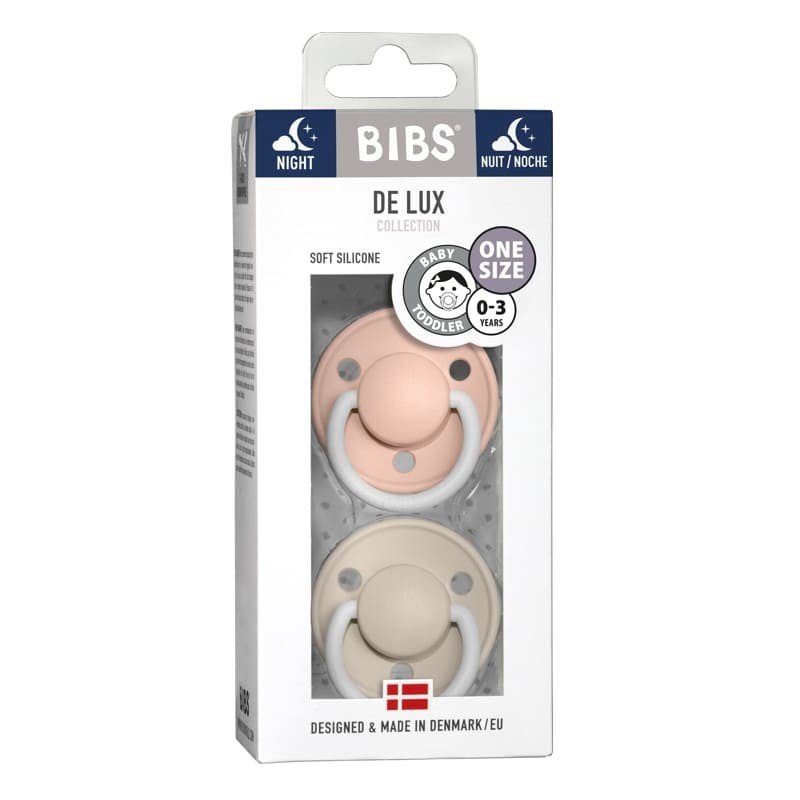 BIBS De Lux Smoczek uspokajający silikonowy Blush Night/Vanilla Night 0-36m 2 szt 5200610