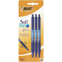 Bic Długopisy SOFT FEEL CLICK GRIP FINE NIEBIESKI BLISTER 3